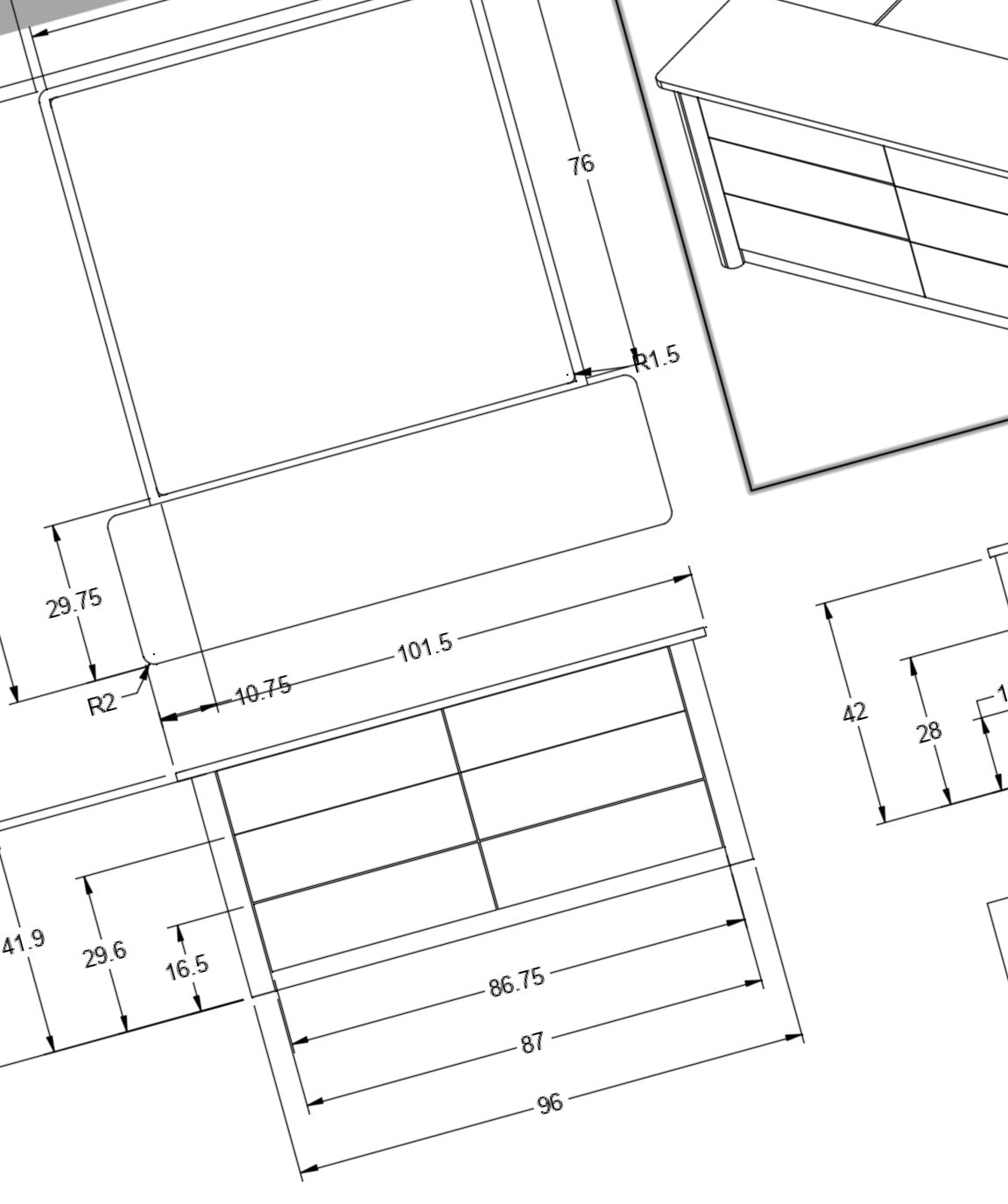 draft of the custom made table