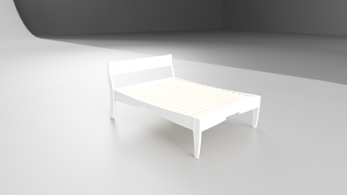 white  bed frame up