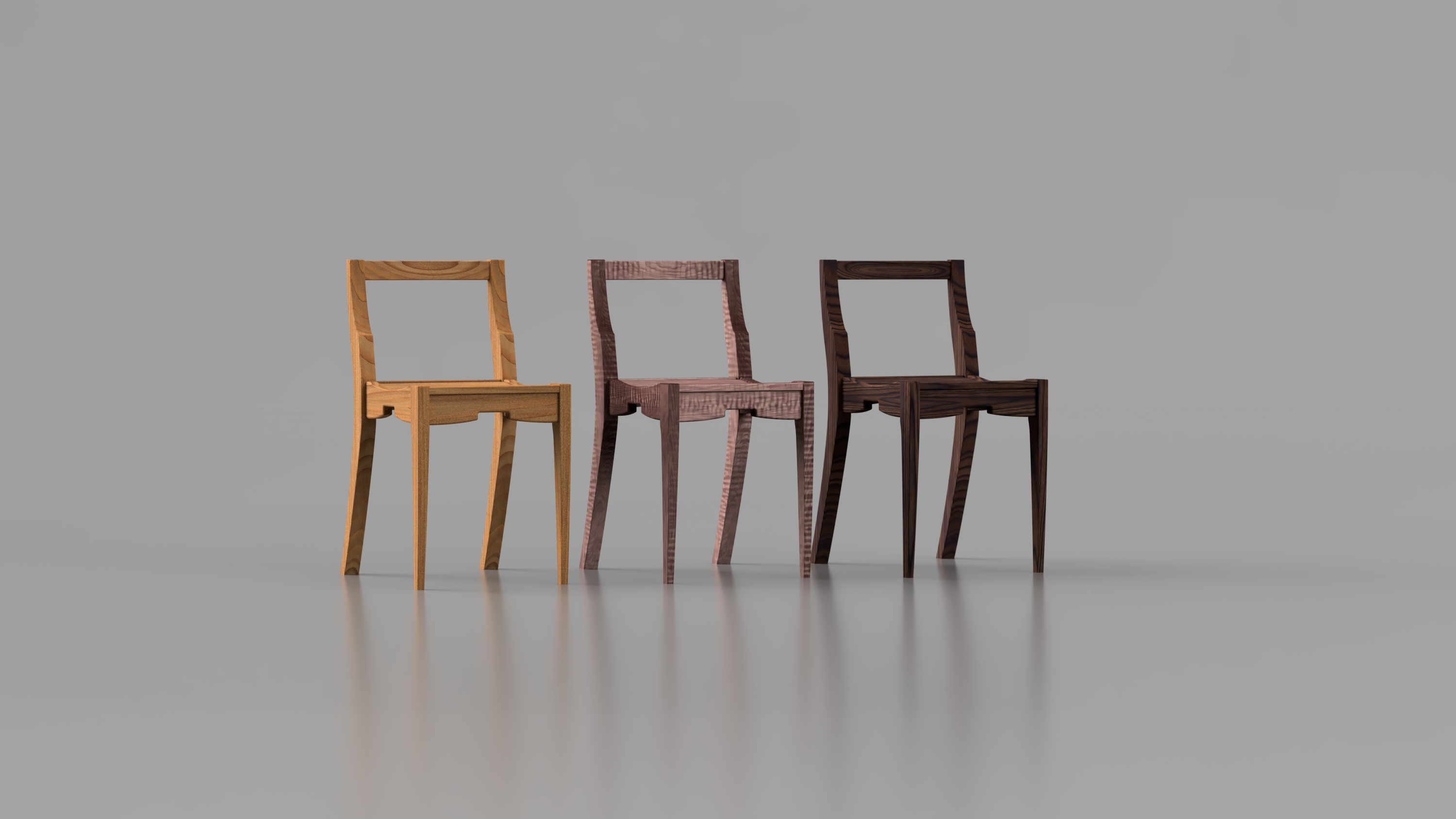 3 different type of wood chairs